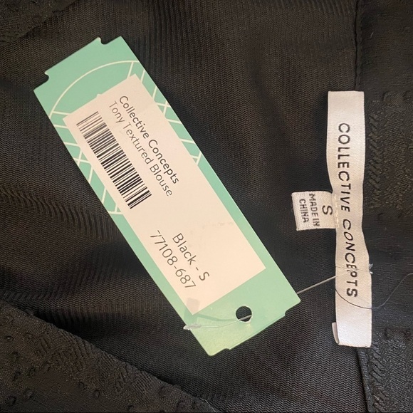 Stitch Fix Collective Tony Textured Blouse Black Size Small NEW. - Picture 2 of 3